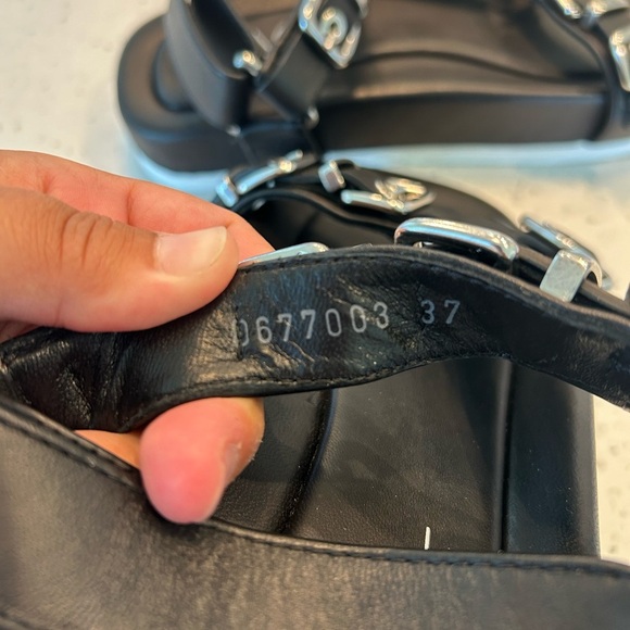 AGL Sandals Black Leather Flatform Buckle Slingback Adjustable Size 37 - Picture 9 of 9